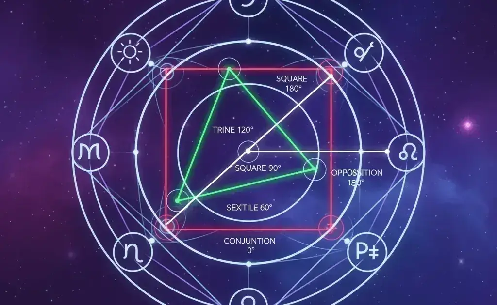 Астрологічні аспекти: Повний гід по планетарних взаємодіях - Featured image